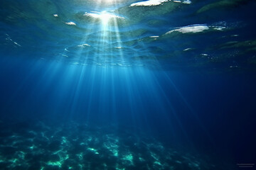 Fototapeta na wymiar Underwater Sea | Deep Blue Sea | Created with Generative AI Tools