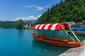 Pletna boat at Lake Bled, Slovenia
