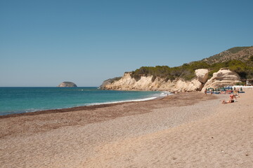 View of the Fourni Beach. It is a small beach at the west coast from the island of rhodes Greece.