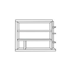 Shelf furniture icon design template, vector symbol, sign, outline illustration.