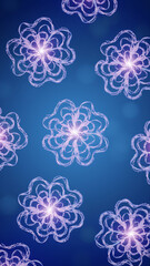 Glowing Translucent Flowers on a Dreamy Blue Background