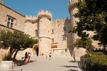 View to the Palace of the Great Master in the old town of Rhodes on the island of Rhodes in Greece.