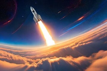 Obraz na płótnie Canvas Launching a space rocket generative AI