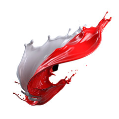 red and white paint splash background cut out independence day of indonesia in generative ai