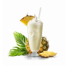 pina colada cocktail with pineapple - obrazy, fototapety, plakaty