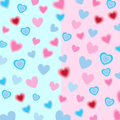 Pink and blue Mini heart pattern vector artwork, 