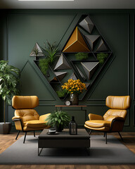 Photorealistic Modern Accent Wall Design: 2023 Interior Powered by a fusion of AI Models