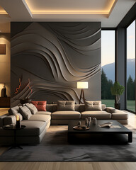 Photorealistic Modern Accent Wall Design: 2023 Interior Powered by a fusion of AI Models