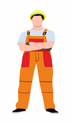 Male industrial worker on orange uniform characters in white background