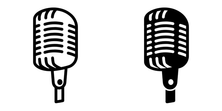 ofvs383 OutlineFilledVectorSign ofvs - retro microphone vector icon . vocal . broadcasting . isolated transparent . black outline and filled version . AI 10 / EPS 10 / PNG . g11723