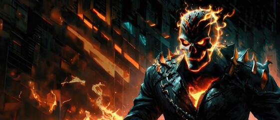 GhostRider Burning Skull Halloween Wallpaper