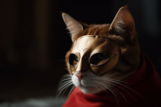 Feline Guardian: Cat in a Hero Mask Ensures Justice Prevails