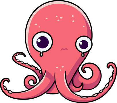 Cute octopus cartoon minimal with outline
