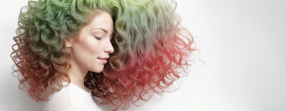 Happy Woman with Beautiful Colored Ombre Hairstyle