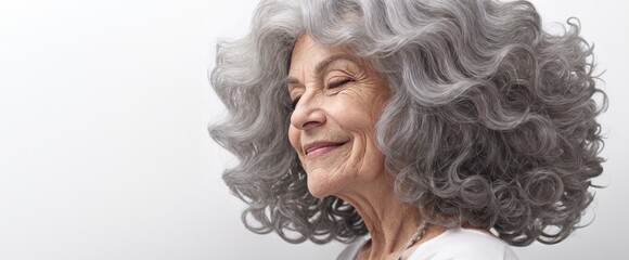 Happy Senior Woman with Ombre Hairstyle