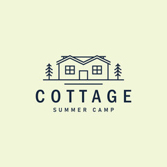 Fototapeta premium cottage logo line art vector illustration template design