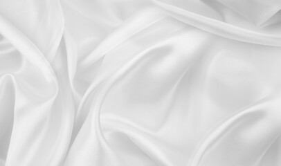 Naklejka na ściany i meble Rippled white silk fabric texture background 
