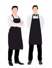 Pair of waiter in isolated white background. Flat style vector illustration. 