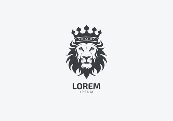 lion king logo with crown on head icon graphical vector icon silhouette