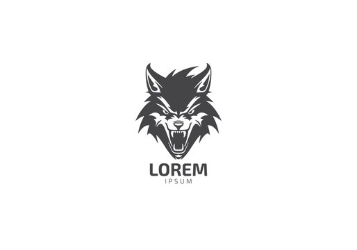 Black Head Angry wolf logo design inspiration. Edgy Design Head of Aggressive Wolf, Modern professional wolf logo