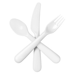 Plastic spoon, knife and fork, cut out