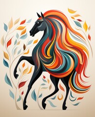 Abstract illustration of a horse galloping. Generative AI
