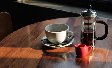 cafe coffee cup and cafeteria on table