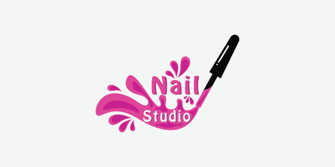 beauty nails polish logo design with modern concept