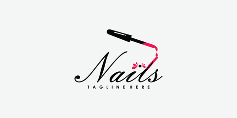 beauty nails polish logo design with modern concept