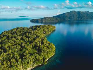 The Aerial View of Pisang Island in Banda Archipelago, Central Maluku, Indonesia