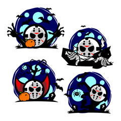 creepy and cute helloween set, vector logo icon