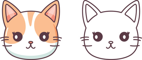 Kawaii cat flat Icon vector. Cute cat-flat illustration. Cute Kawaii cat flat illustration, Art, Icons, and Graphics.
