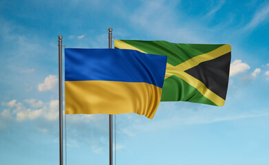Jamaica and Ukraine flag