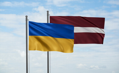 Fototapeta na wymiar Latvia and Ukraine flag