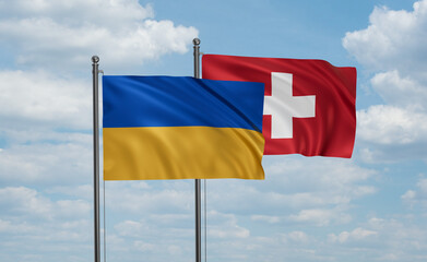 Switzerland and Ukraine flag - 616784231