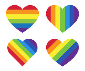 Homosexual love concept. Heart with six rainbow stripes. Gay pride flag and LGBT pride flag, symbol of lesbian, gay, bisexual