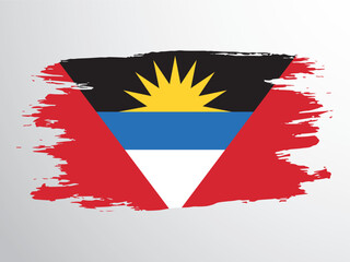 Flag of Antigua and Barbuda painted with a brush