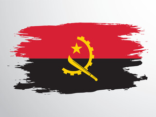 Flag of Angola painted with a brush