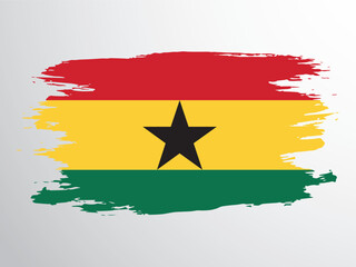 Brush painted flag of Ghana