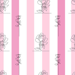 Lines with roses, hand-drawn design, print, pattern