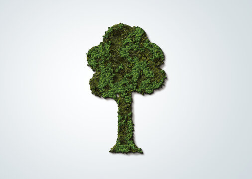 Invest in our planet. 3D green tree Earth day 2023 concept background. Ecology concept. Design with green forest in tree shape isolated on white background. 