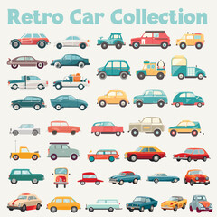 Retro vector car collection. Car icons
