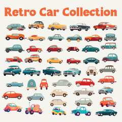 Retro vector car collection. Car icons