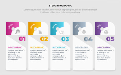 Five steps timeline infographics design template.