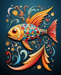 Obraz premium Abstract colorful fish. Generative AI