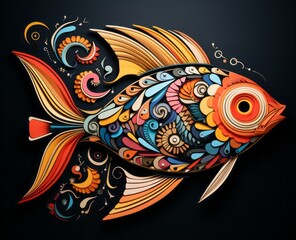 Obraz premium Abstract colorful fish. Generative AI