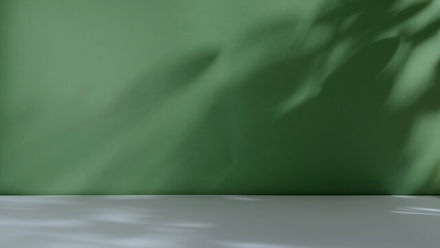 Abstract green studio background for product presentation, copy space