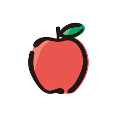 Apple - Fruits icon/illustration (Hand-drawn line, colored version)