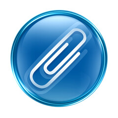 Paper clip icon blue, isolated on white background