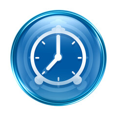 clock icon blue, isolated on white background
